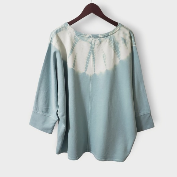 Pure Jill French Terry Organic Cotton Sweatshirt Teal Green Tie Dye XL Tall - Picture 4 of 10